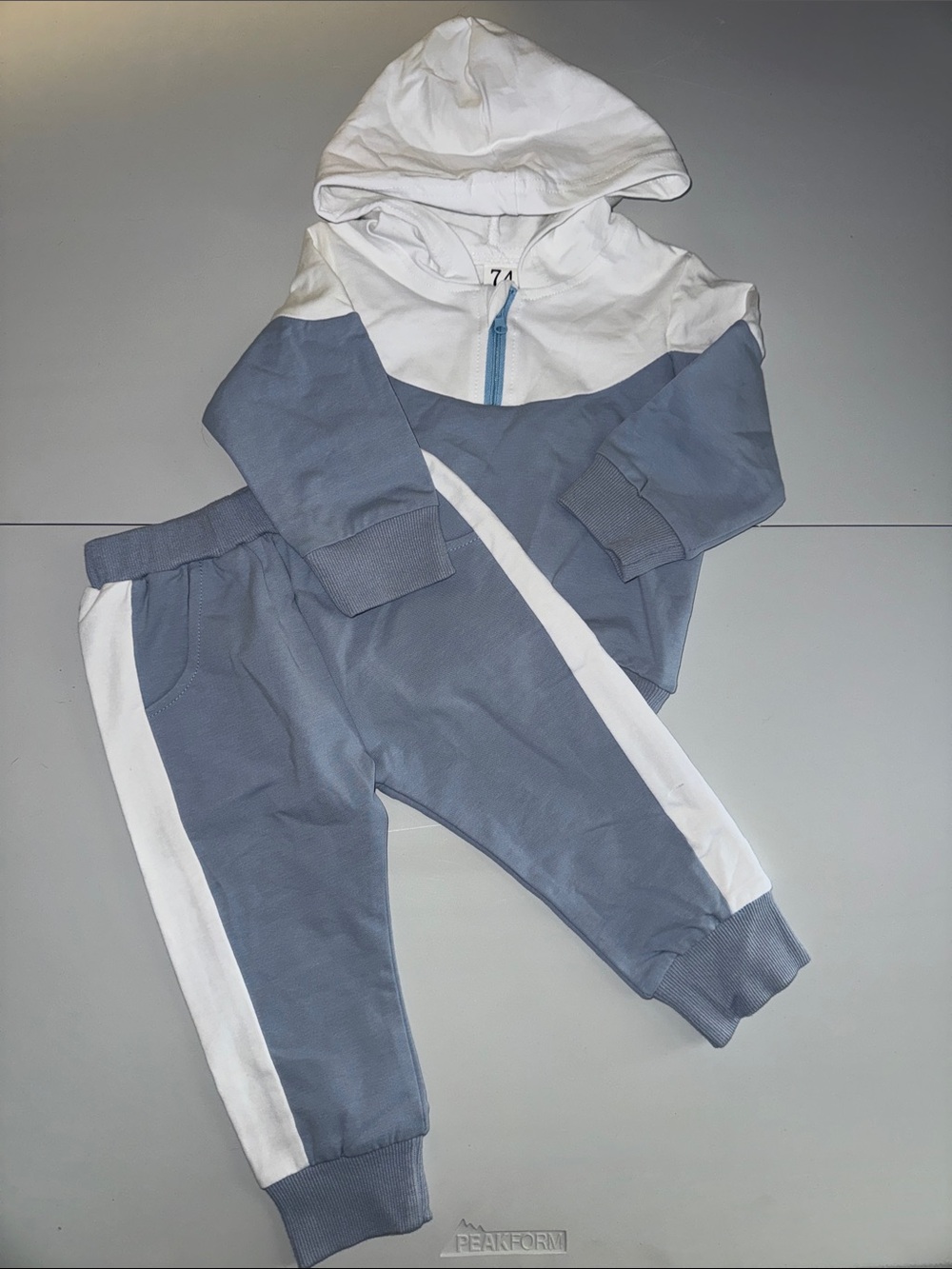 Baby 12 Month Blue & White Hooded Tracksuit Set, NWOT